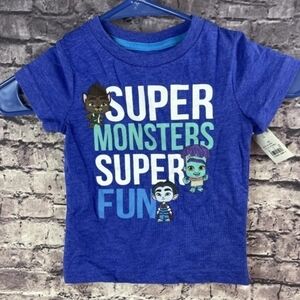 NWT Super Monsters Super Fun Heather Blue T-Shirt 12M Infant Baby Halloween New